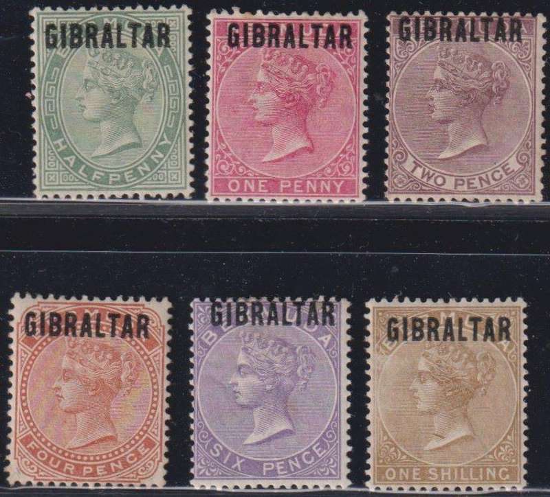 GIBRALTAR QVIC 1886 SG 1-7 MINT CV £1100+