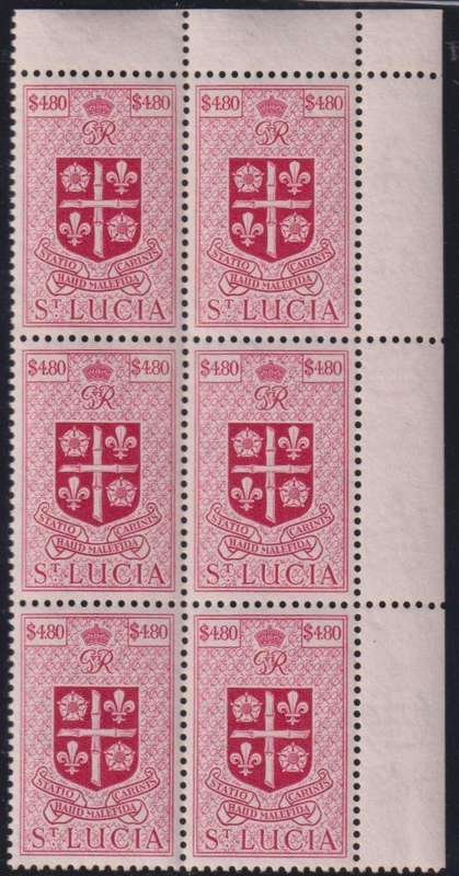 ST LUCIA KGV1 1949 $4.80 BLOCK OF 6 UM CV £84+