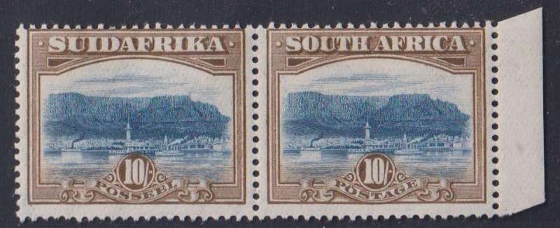 SA 1927 LONDON PRINTING 10/-  FINE HINGED MINT SACC 39 CV R5500