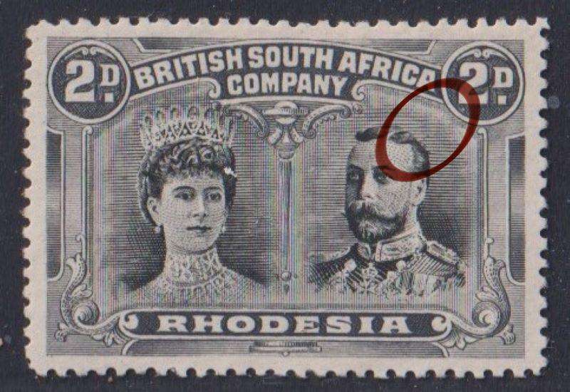 RHODESIA - BSAC 1910 2d DOUBLE HEAD "WISP IN KING'S HAIR"   SACC 130 FINE  HINGED MINT CV R2000+