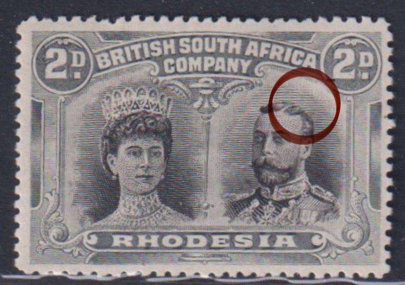 RHODESIA - BSAC 1910 2d DOUBLE HEAD "WISP IN KING'S HAIR"   SACC 126 FINE  HINGED MINT CV R1700+