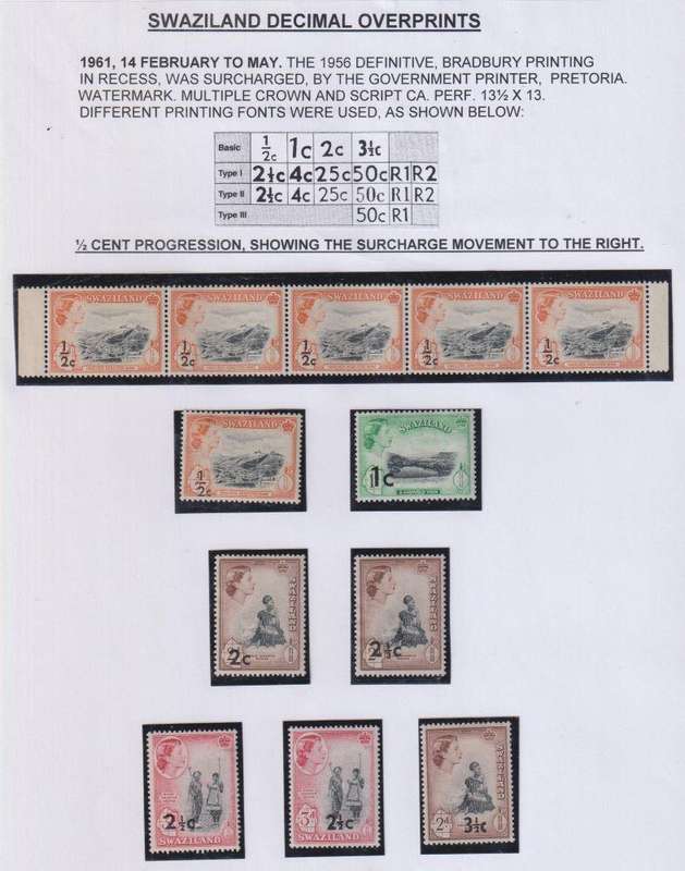 SWAZILAND LOVELY LOT OF 1961 SURCHARGES ON PAGES HINGED MINT