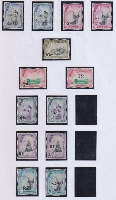 SWAZILAND LOVELY LOT OF 1961 SURCHARGES ON PAGES HINGED MINT