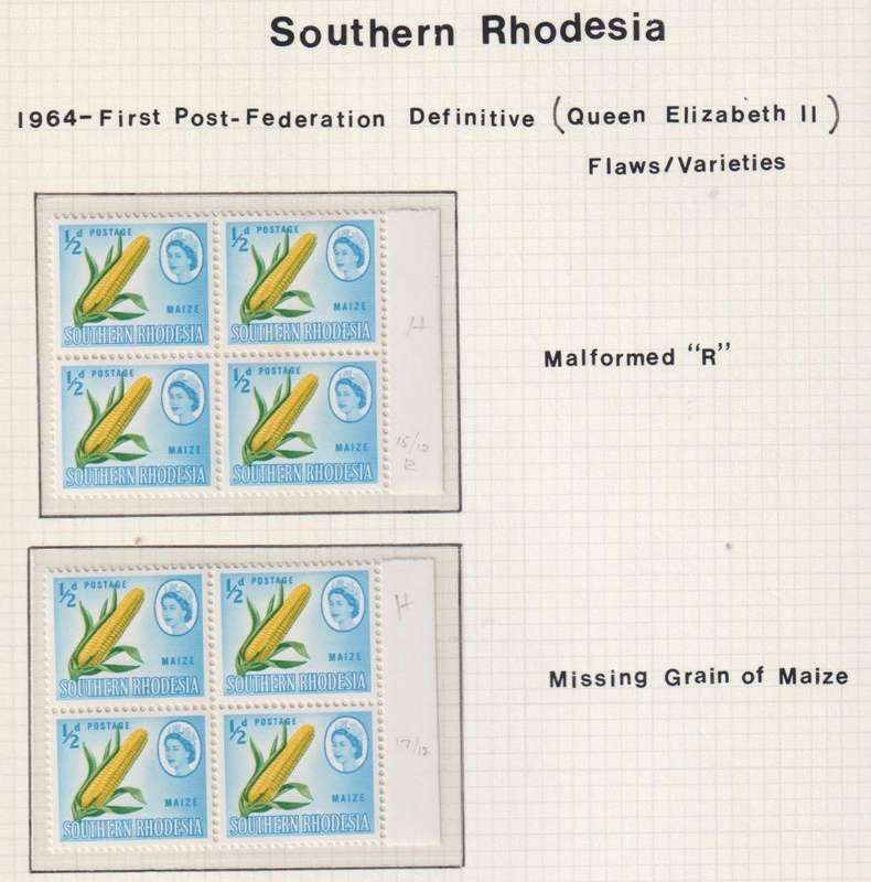 SOUTHERN RHODESIA NICE LOT OF ERRORS ON PAGES
