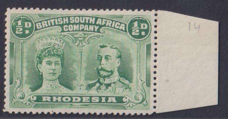 RHODESIA - BSAC 1910 1/2d DOUBLE HEAD  SACC 122 FINE  MINT CV R1700