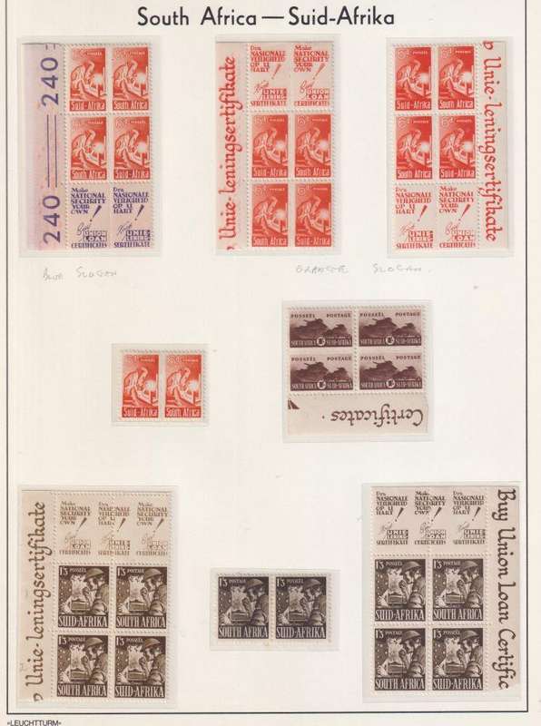 SA SUPERB COLLECTION OF BANTAM WAR BLOCKS FINE MINT