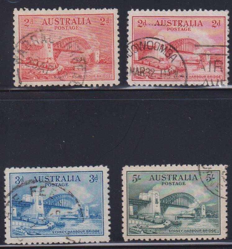 AUSTRALIA 1932 SYDNEY HARBOUR BRIDGE SET & 5/- KANGAROO FINE USED   £250