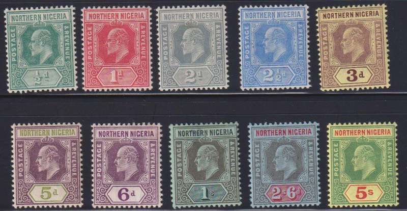 NORTHERN NIGERIA KEV111 1910 ISSUE TO 5/- VERY FINE MINT