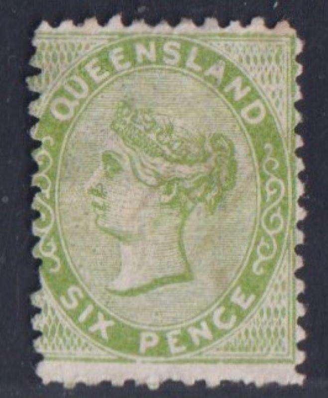 QUEENSLAND, AUSTRALIA 1875 QVIC 6d UNUSED (NO GUM) SG 143