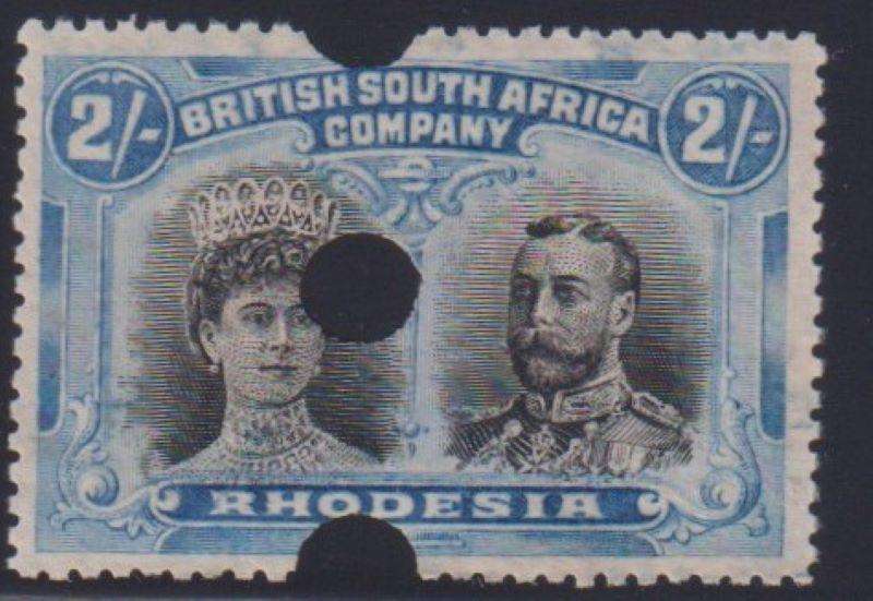 RHODESIA 1910 2/- DOUBLE HEAD PRINTER'S FILE COPY
