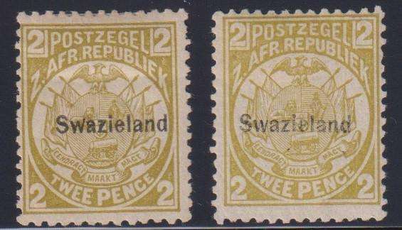 SWAZILAND 1898 2d's PERF 12.5 SHADES HINGED MINT
