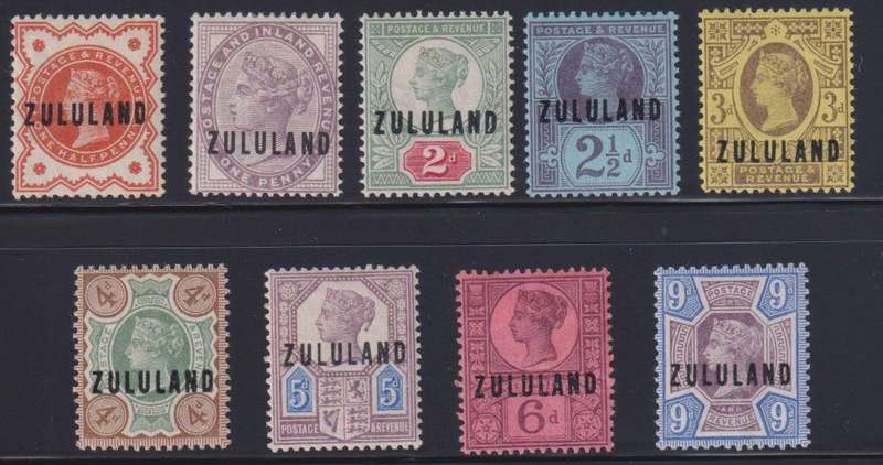 ZULULAND 1893 OVERPRINTS 1/2d-9d FINE MINT  SACC 1-9 - CV R9000+