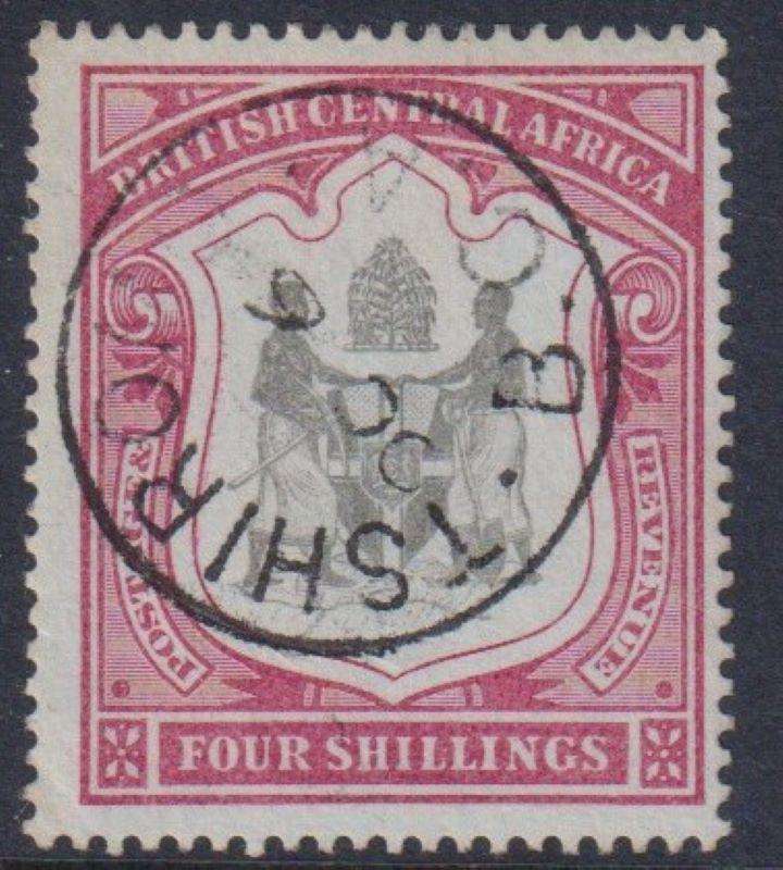 NYASALAND - BCA 1897 4/- SUPERB USED SG 50 CV £110
