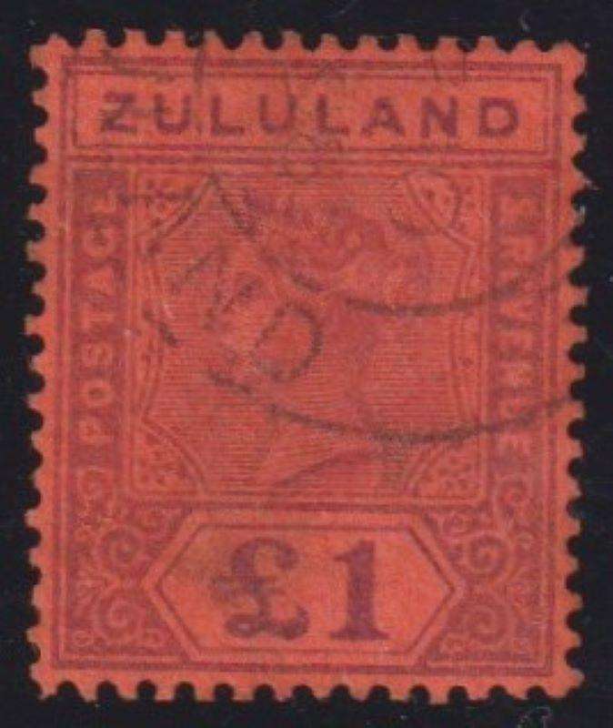 ZULULAND 1894 £1 VERY FINE USED - SACC 22 CV R15,000