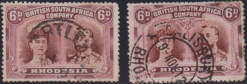 RHODESIA - BSAC DOUBLE HEADS 6d's  SOUND USED SG 144,45,45a