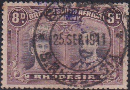 RHODESIA - BSAC 1910 8d SOUND USED SG 147  CV £120