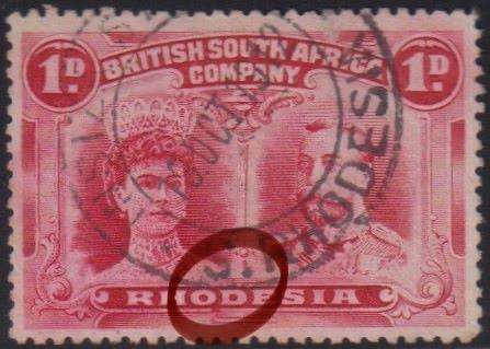 RHODESIA - BSAC 1910 1d INSIZA STATION CDS WITH "OD" VARIETY - SCARCE!