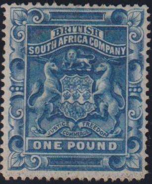 RHODESIA 1892 £1 USED  SACC 10