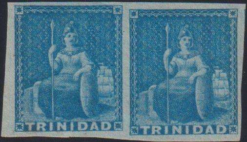 TRINIDAD 1851 1d BLUE SUPERB MINT PAIR SG 3