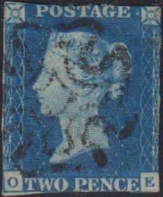 GREAT BRITAIN 1840 2d BLUE USED