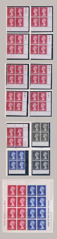 GREAT BRITAIN 1971 HIGH VALUE DEFINS IN CYLINDER BLOCKS SUPERB COLLECTION!