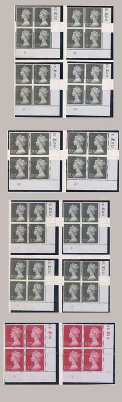 GREAT BRITAIN 1971 HIGH VALUE DEFINS IN CYLINDER BLOCKS SUPERB COLLECTION!