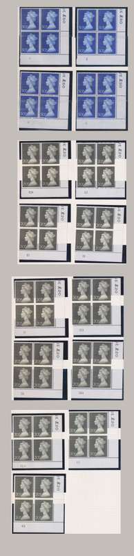 GREAT BRITAIN 1971 HIGH VALUE DEFINS IN CYLINDER BLOCKS SUPERB COLLECTION!
