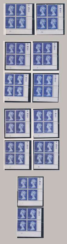 GREAT BRITAIN 1971 HIGH VALUE DEFINS IN CYLINDER BLOCKS SUPERB COLLECTION!