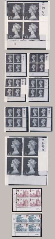 GREAT BRITAIN 1971 HIGH VALUE DEFINS IN CYLINDER BLOCKS SUPERB COLLECTION!