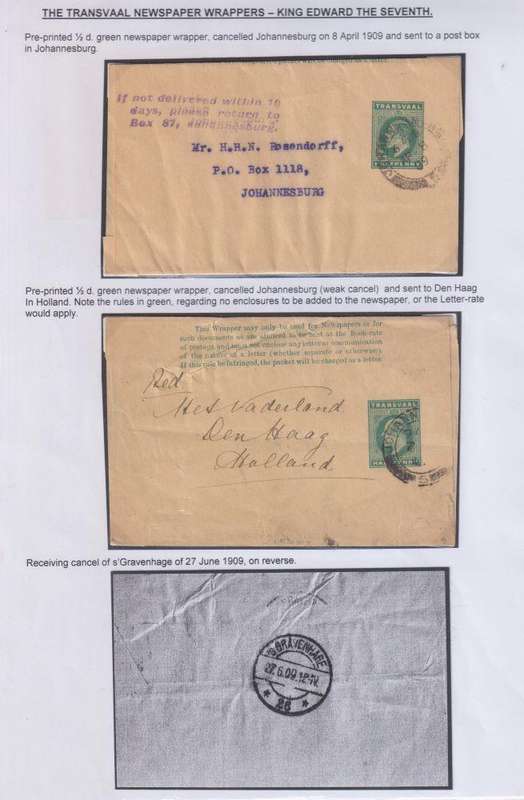 TRANSVAAL 1909 KEV11 NEWSPAPER WRAPPERS - ONE TO HOLLAND