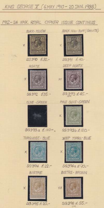 GREAT BRITAIN KGV SUPERB 8d TO  1/-  UM/HINGED MINT  ON PAGES