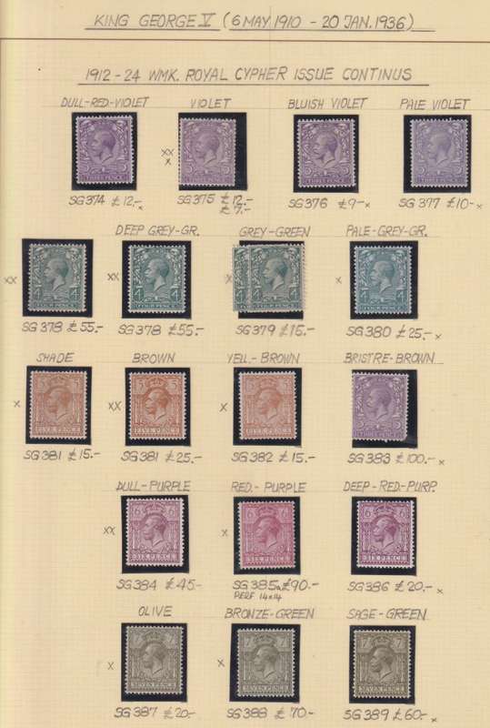 GREAT BRITAIN KGV SUPERB 1/2d TO  7d UM/HINGED MINT  ON PAGES