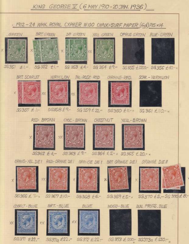 GREAT BRITAIN KGV SUPERB 1/2d TO  7d UM/HINGED MINT  ON PAGES