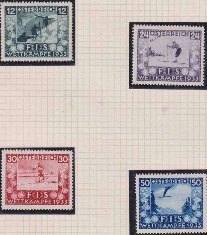 AUSTRIA  1933 SKIING SET FINE HINGED MINT - CV £400