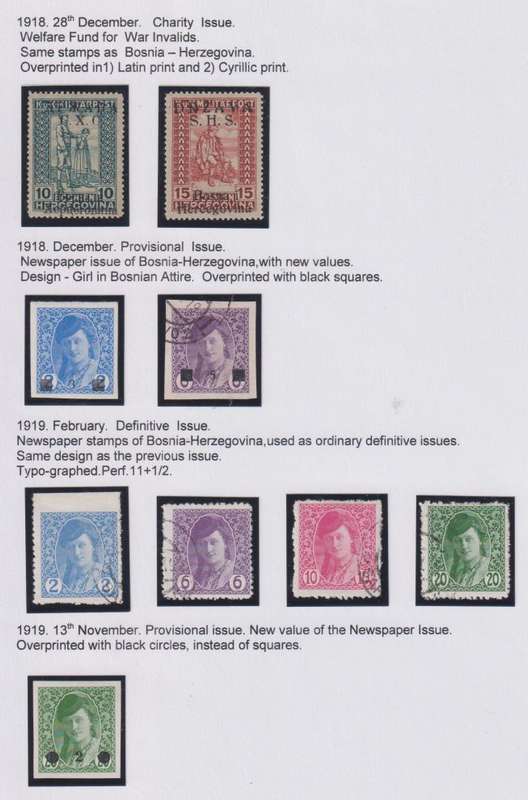 YUGOSLAVIA, BOSNIA -HERZEGOVINA  1918-1920 ISSUES ON PAGES