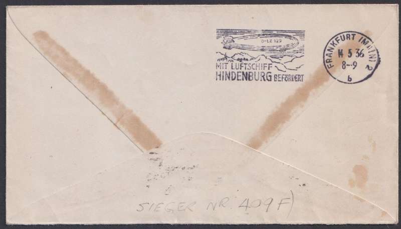 USA 1936 HINDENBURG ZEPPELIN COVER TO ENGLAND