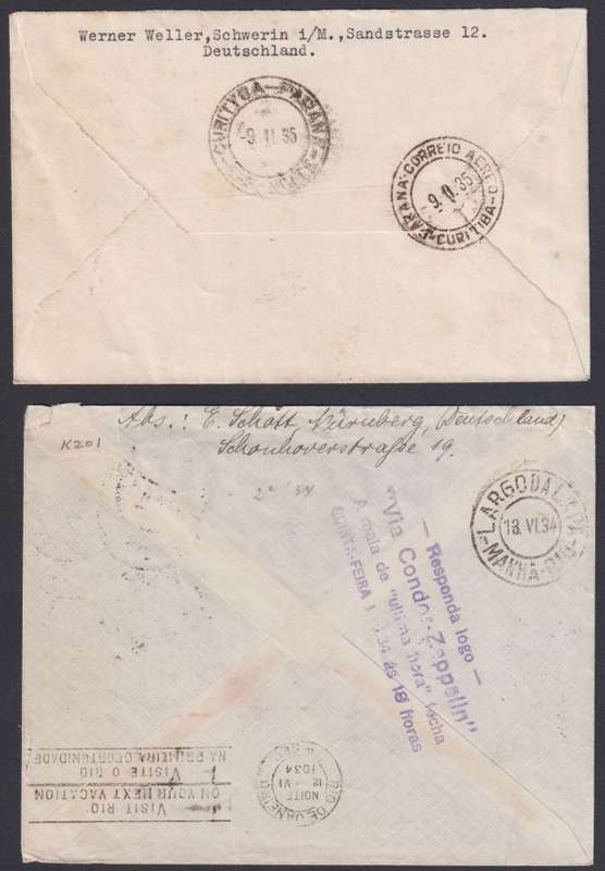 GERMANY-ZEPELLIN - CATAPULT -  3 COVERS TO BRAZIL & ARGENTINA