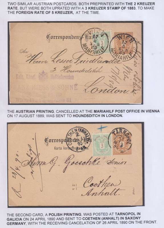 AUSTRIA 1875-1890 POSTCARDS - SUPERBLY WRITTEN UP