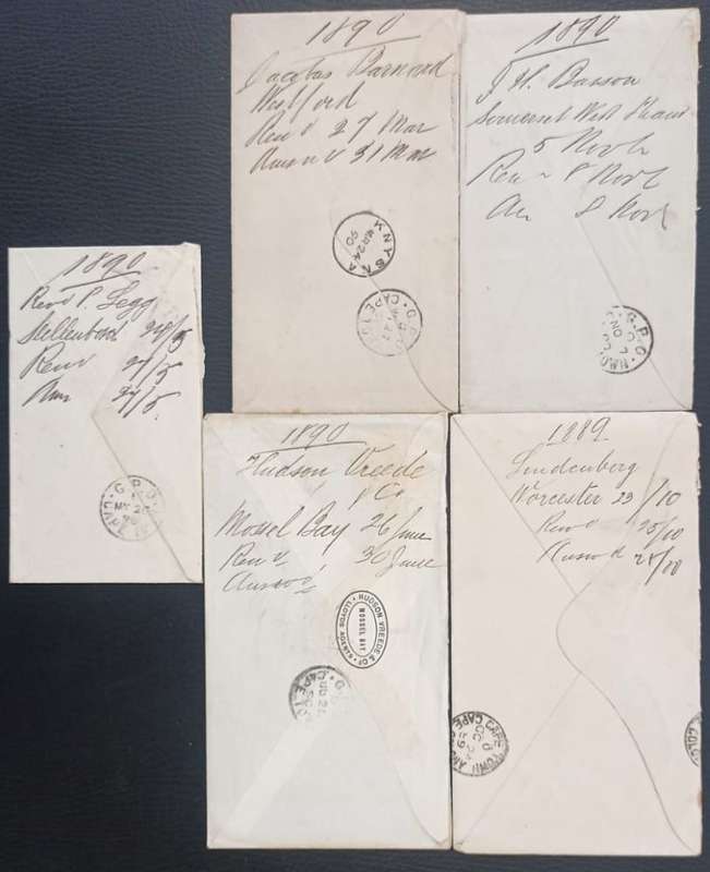 COGH 1890/1 COVERS- SIR LOWRYS, LAINGSBURG, ROBERTSON, RIVERDALE & OTHERS