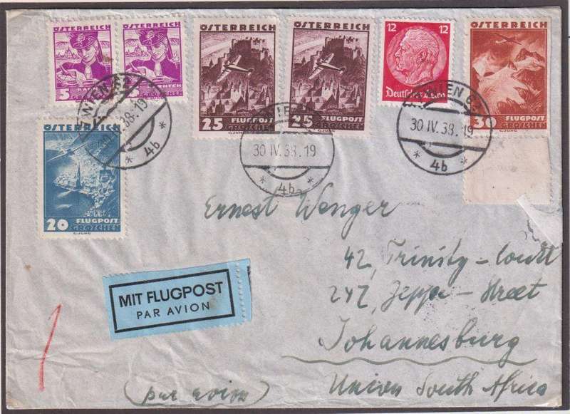 AUSTRIA - GERMANY 1938 COVERS MIXED STAMPS - INCL A ZEPPELIN