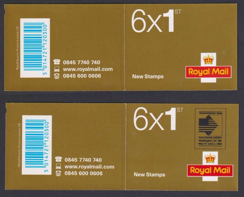 GREAT BRITAIN 2005/6 SMILER'S BOOKLETS SCARCE WASHINGTON OVERPRINTS