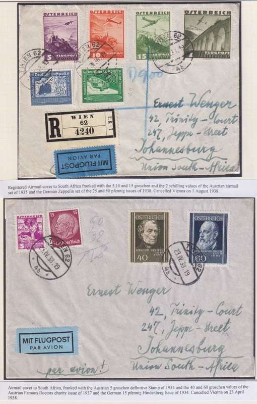 AUSTRIA - GERMANY 1938 COVERS MIXED STAMPS - ZEPPELINS