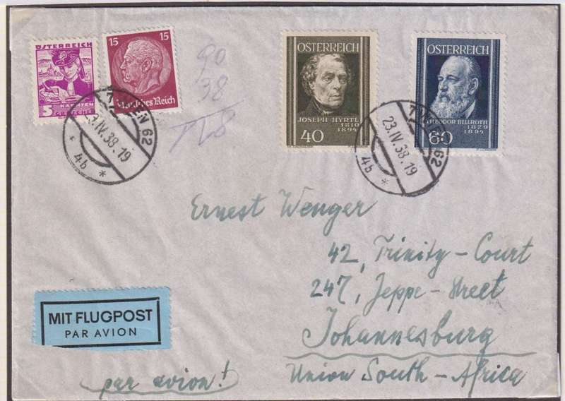 AUSTRIA - GERMANY 1938 COVERS MIXED STAMPS - ZEPPELINS