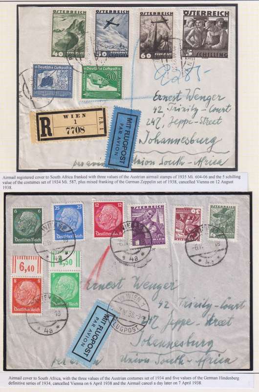 AUSTRIA - GERMANY 1938 COVERS MIXED STAMPS - ZEPPELINS