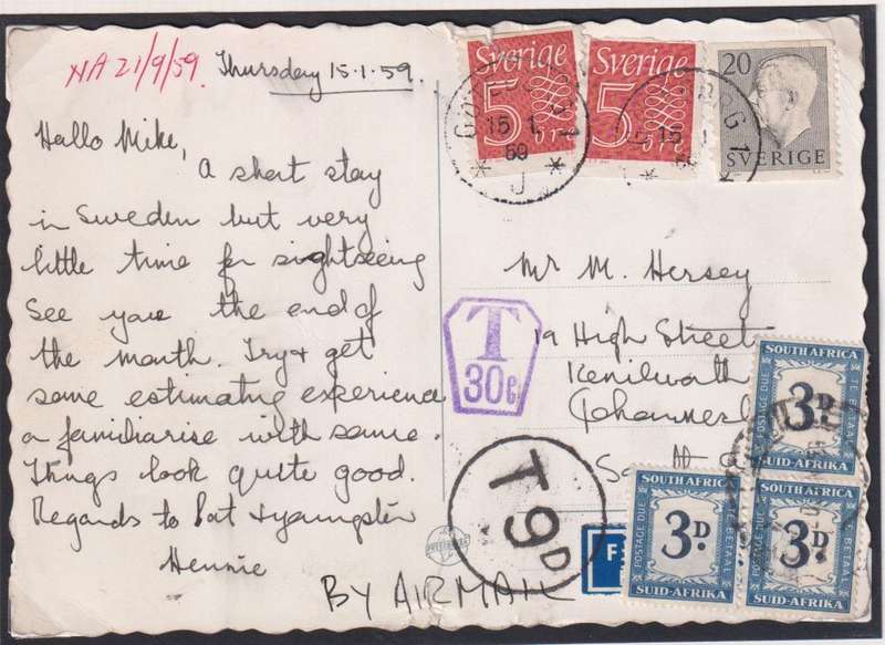 SA POSTAGE DUES WRITTEN UP COVERS/CARD