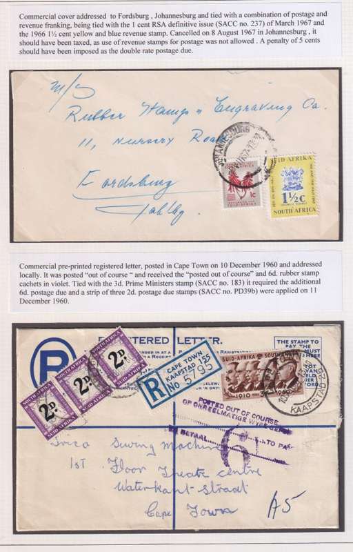 SA POSTAGE DUE COVERS - WRITTEN UP