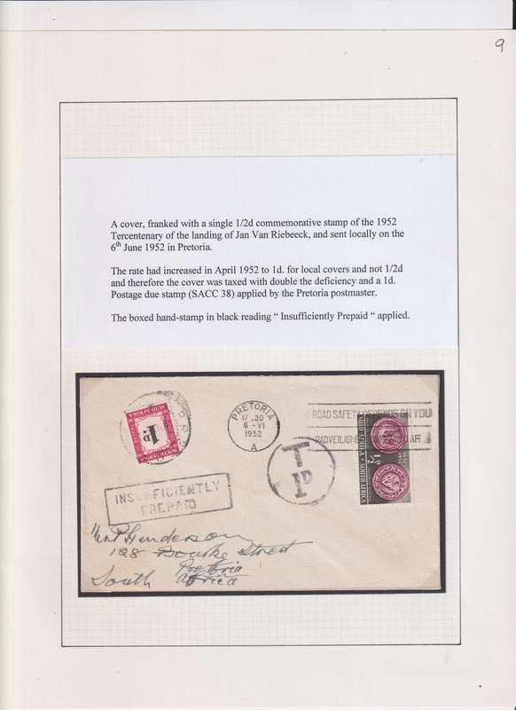 SA POSTAGE DUE COVERS - WRITTEN UP