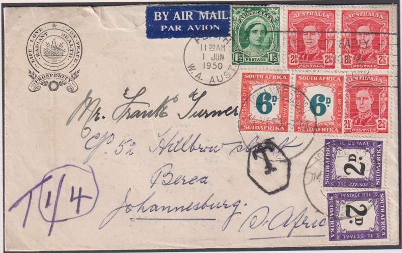 SA POSTAGE DUE COVERS - WRITTEN UP