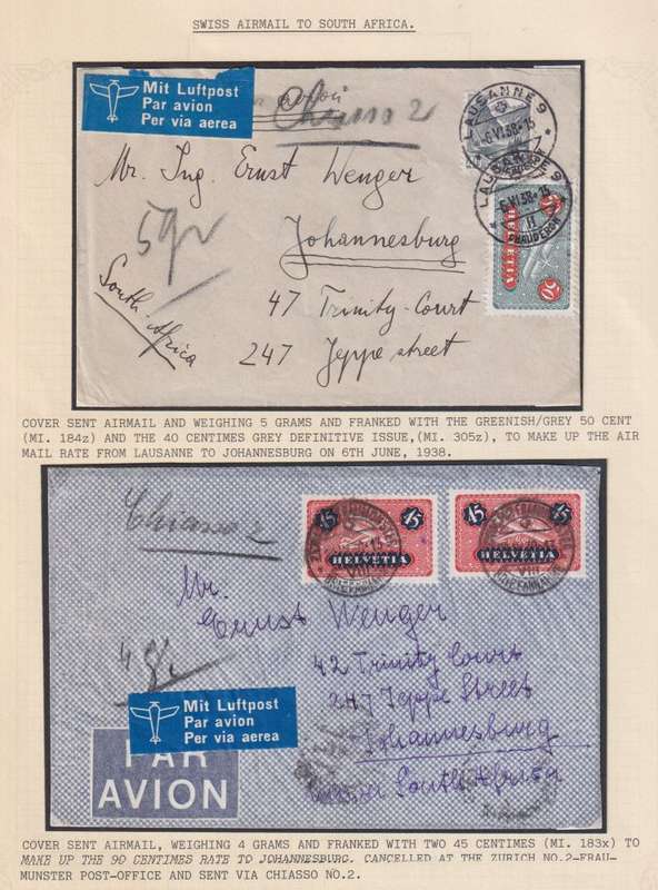SWITZERLAND 1938-9 AIRMAIL COVERS - A SUPERB LOT!