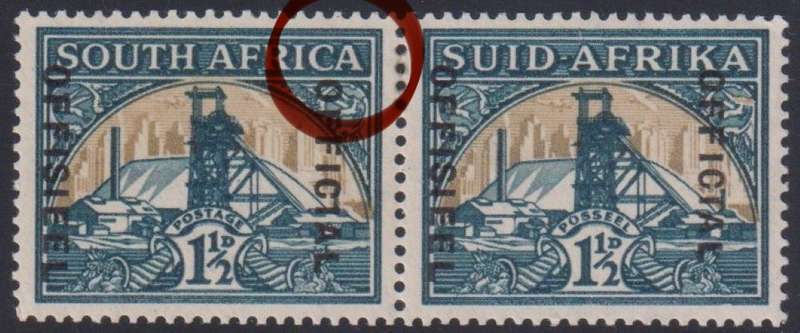 SA 1935 1 1/2d "DROPPED OFFICIAL"  FINE HINGED MINT SACC O26ab CV R1200